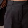 Pantalon plissé en gabardine de laine mélangée Pantalon plissé en gabardine de laine mélangée