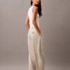 Pantalon plissé en gabardine de laine mélangée Pantalon plissé en gabardine de laine mélangée