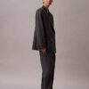 Pantalon plissé en gabardine de laine mélangée Pantalon plissé en gabardine de laine mélangée