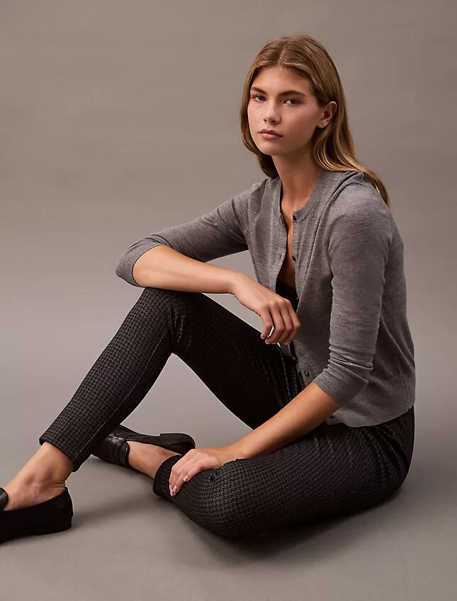 Pantalon skinny en ponte à imprimé pied-de-poule Pantalon skinny en ponte à imprimé pied-de-poule