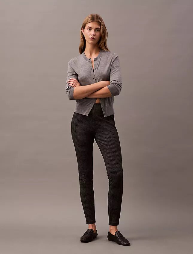 Pantalon skinny en ponte à imprimé pied-de-poule Pantalon skinny en ponte à imprimé pied-de-poule