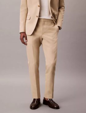 Pantalon slim en mélange de lin