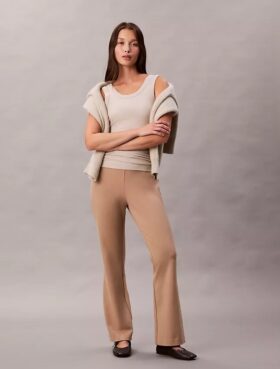 Pantalon slim évasé en ponte