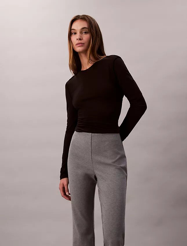 Pantalon slim évasé en ponte Pantalon slim évasé en ponte