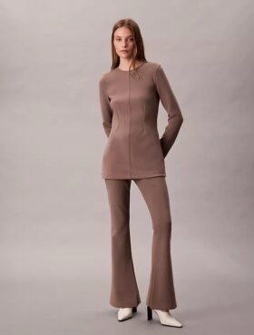 Pantalon évasé en maille ajusté à enfiler