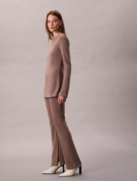 Pantalon évasé en maille ajusté à enfiler