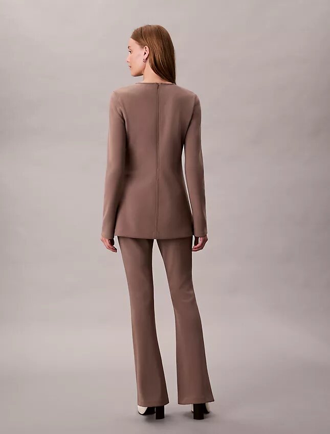 Pantalon évasé en maille ajusté à enfiler Pantalon évasé en maille ajusté à enfiler