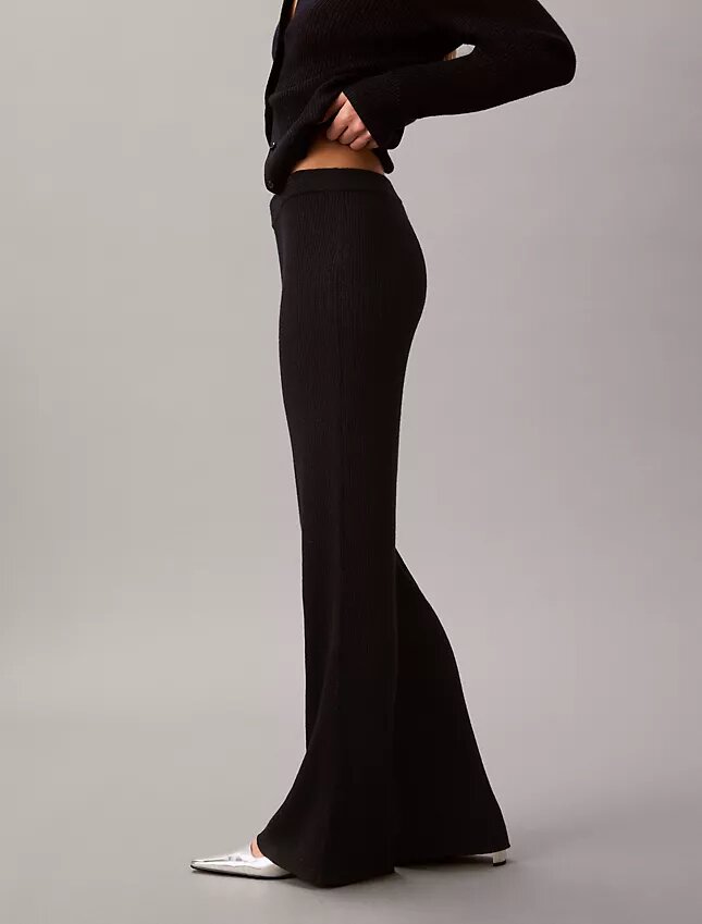 Pantalon évasé en mélange de laine mérinos et lurex Pantalon évasé en mélange de laine mérinos et lurex