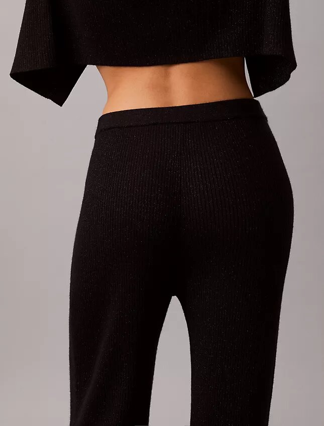 Pantalon évasé en mélange de laine mérinos et lurex Pantalon évasé en mélange de laine mérinos et lurex