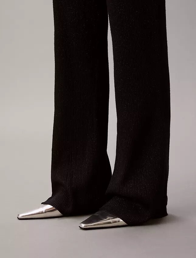 Pantalon évasé en mélange de laine mérinos et lurex Pantalon évasé en mélange de laine mérinos et lurex