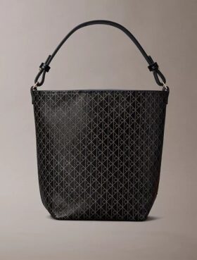 Petit sac seau avec pochette, imprimé logo sur toute la surface