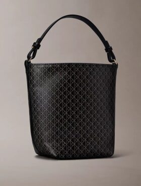 Petit sac seau avec pochette, imprimé logo sur toute la surface