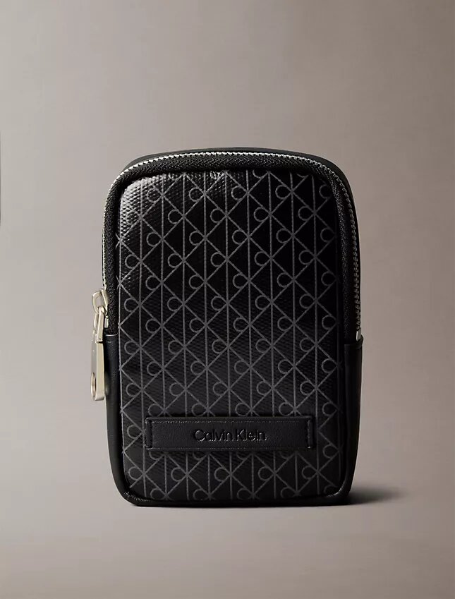 Pochette zippée avec logo emblématique sur toute la surface Pochette zippée avec logo emblématique sur toute la surface