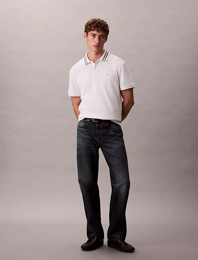 Polo classique à col et poignets en piqué Monogram Polo classique à col et poignets en piqué Monogram