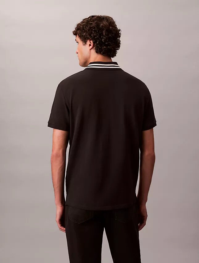 Polo classique à col et poignets en piqué Monogram Polo classique à col et poignets en piqué Monogram