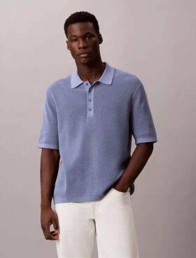 Polo en coton gaufré
