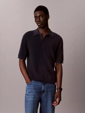 Polo en coton gaufré
