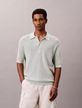 Polo en coton gaufré