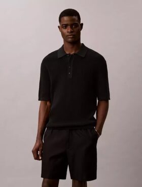 Polo en coton gaufré