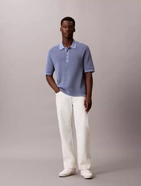 Polo en coton gaufré