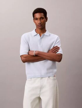 Polo en coton gaufré lisse