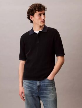 Polo en coton gaufré lisse