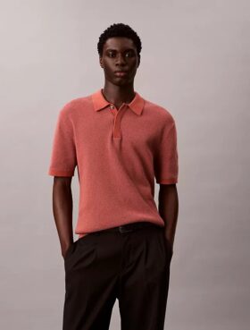 Polo en coton gaufré lisse