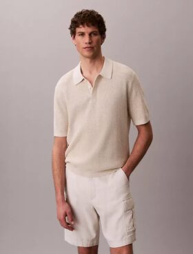 Polo en coton gaufré lisse