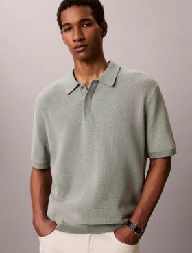 Polo en coton gaufré lisse