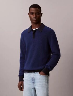 Polo en coton gaufré lisse