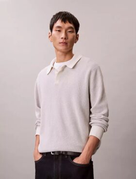 Polo en coton gaufré lisse