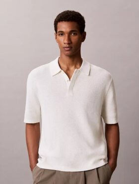 Polo en coton gaufré lisse