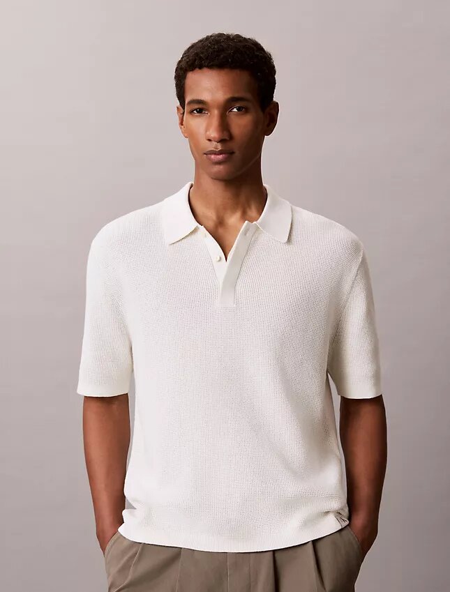 Polo en coton gaufré lisse Polo en coton gaufré lisse