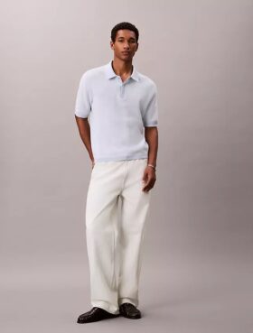 Polo en coton gaufré lisse