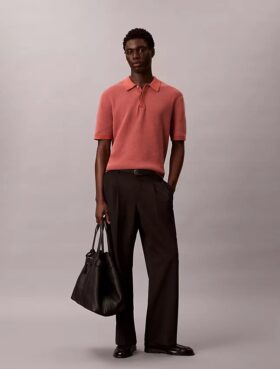 Polo en coton gaufré lisse