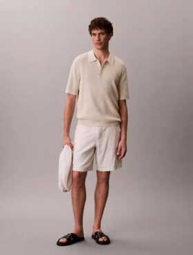Polo en coton gaufré lisse