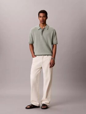 Polo en coton gaufré lisse