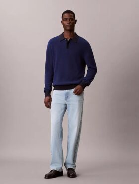 Polo en coton gaufré lisse