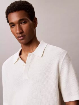 Polo en coton gaufré lisse
