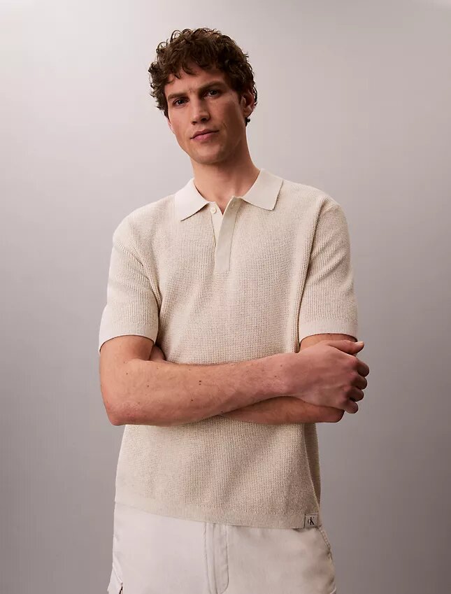 Polo en coton gaufré lisse Polo en coton gaufré lisse