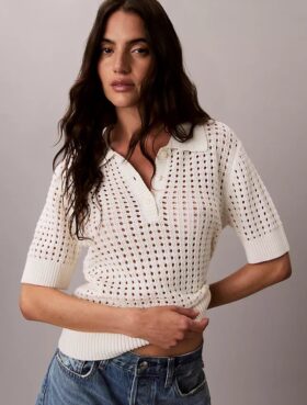 Polo en maille ajourée