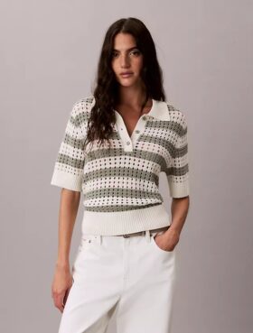 Polo en maille ajourée