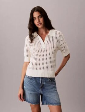 Polo en maille ajourée