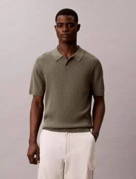 Polo en maille côtelée