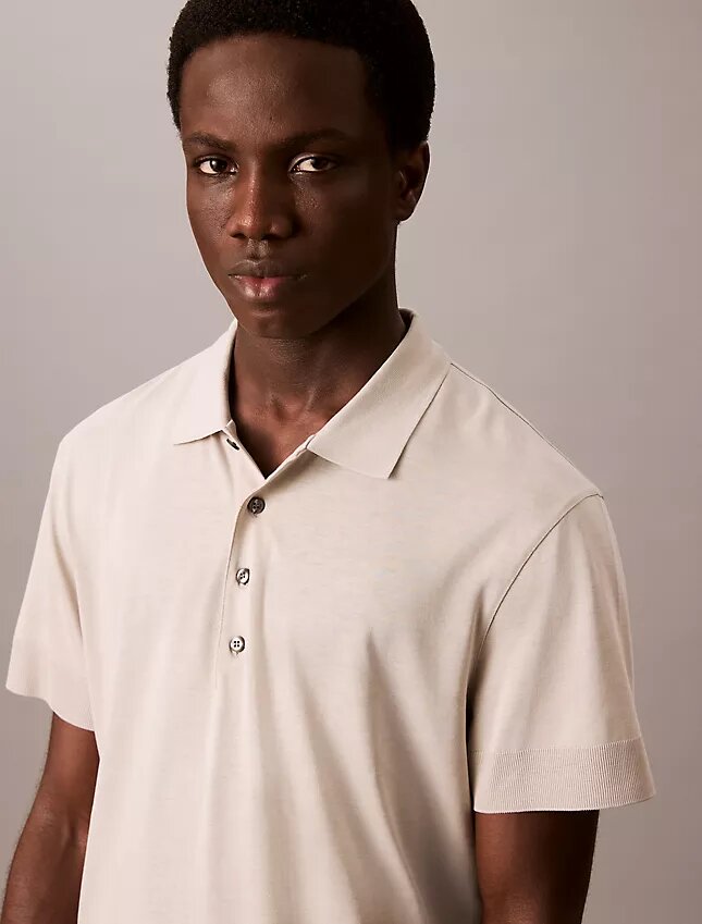 Polo en maille fine mélangée lyocell Polo en maille fine mélangée lyocell