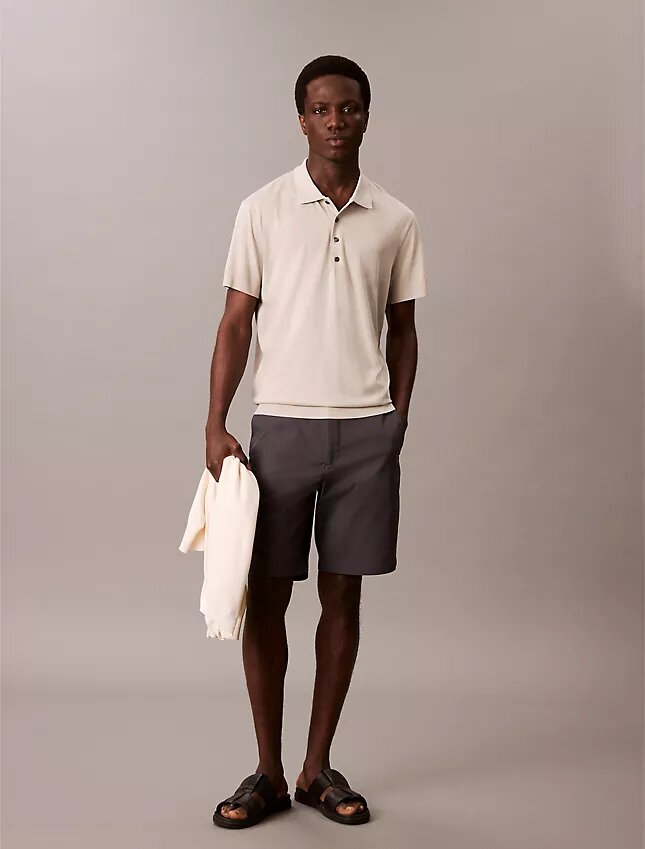 Polo en maille fine mélangée lyocell Polo en maille fine mélangée lyocell
