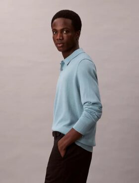 Polo en mélange de laine mérinos extra-fine