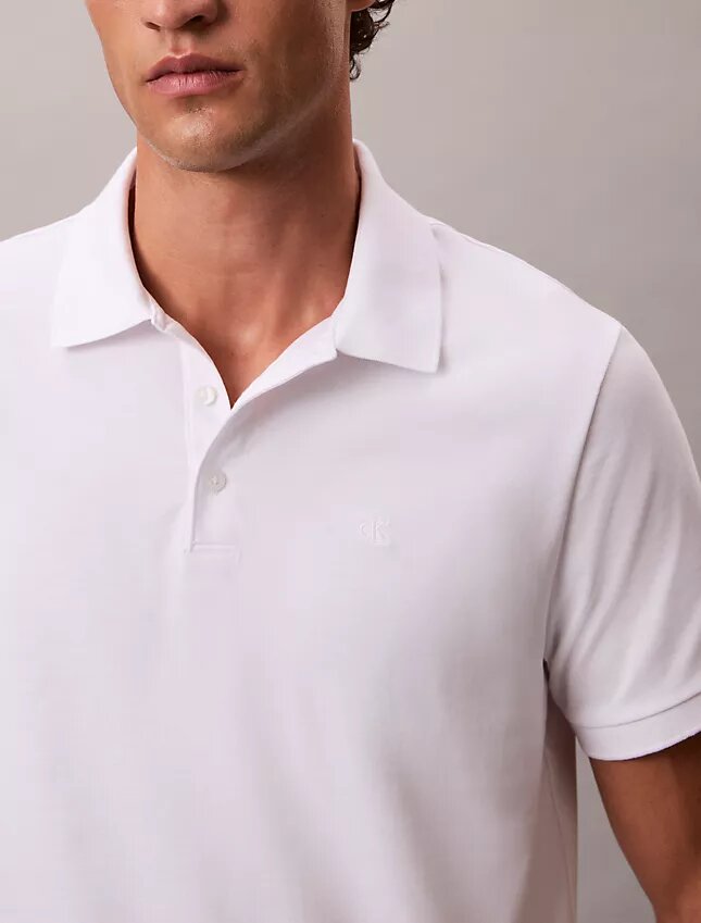 Polo monogrammé en coton mélangé lisse Polo monogrammé en coton mélangé lisse