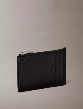 Porte-cartes à fermeture éclair avec logo gaufré