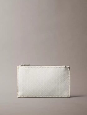 Porte-cartes à fermeture éclair sur le haut avec logo emblématique sur toute la surface